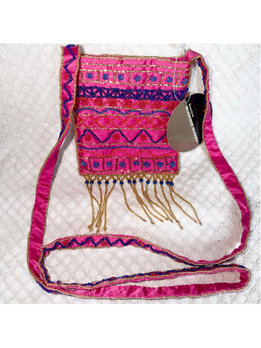 NWT Women’s Valerie Stevens Evening Small Dark Pink Beaded Crossbody Purse